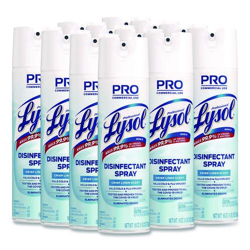 Image of Professional LYSOL® Brand 36241-74828 Disinfectant Spray, Crisp Linen, 19 oz. Aerosol Spray, 12/Carton