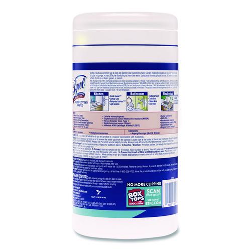 Image of LYSOL® Brand 19200-89346 Disinfecting Wipes, 1-Ply, 7 x 7.25, Crisp Linen, White, 80 Wipes/Canister, 6 Canisters/Carton