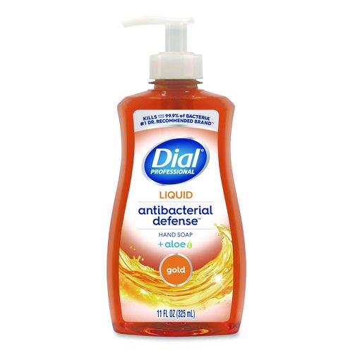 Image of Dial® Professional 1700035470 Antibacterial Defense Gold Hand Soap + Aloe, Original Scent, 11 oz Pump Bottle, 12/Carton