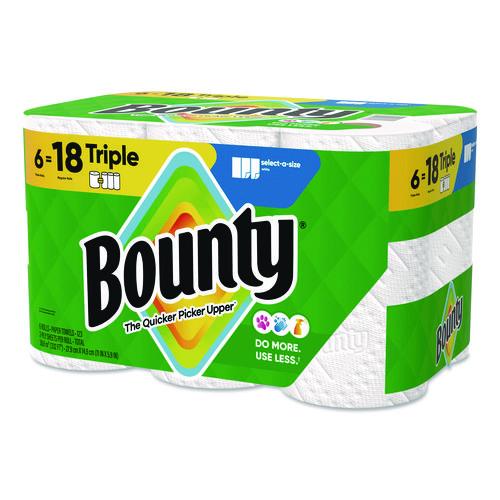 Image of Bounty® 80799721 Select-a-Size Kitchen Roll Paper Towels, 2-Ply, 5.9 x 11, White, 123 Sheets/Triple Roll, 6 Rolls/Carton