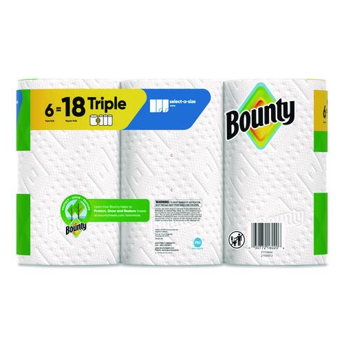 Image of Bounty® 80799721 Select-a-Size Kitchen Roll Paper Towels, 2-Ply, 5.9 x 11, White, 123 Sheets/Triple Roll, 6 Rolls/Carton