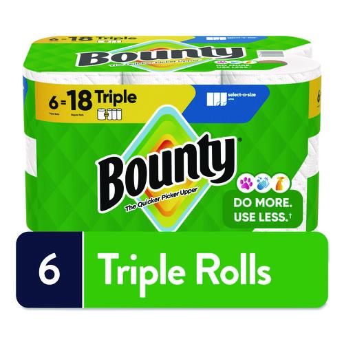 Image of Bounty® 80799721 Select-a-Size Kitchen Roll Paper Towels, 2-Ply, 5.9 x 11, White, 123 Sheets/Triple Roll, 6 Rolls/Carton