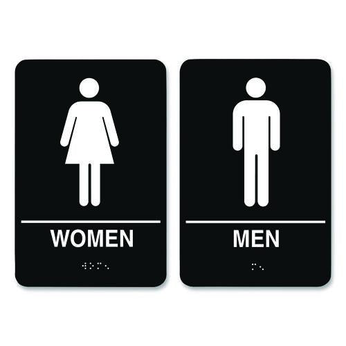 Image of COSCO 098095 Indoor Restroom Door Sign, Men/women, 5.9 X 9, Black/white, 2/pack