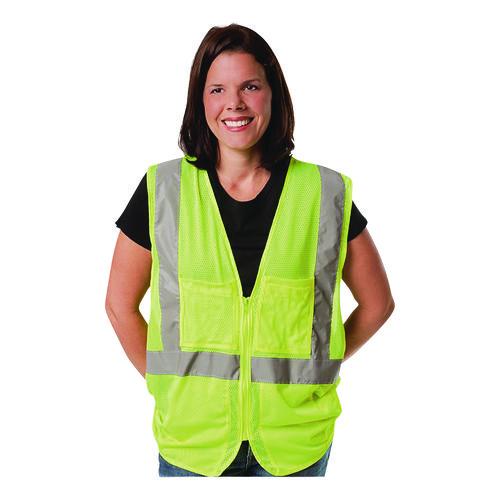 Image of PIP 302-MVGZLY-L Zipper Safety Vest, Large, Hi-Viz Lime Yellow