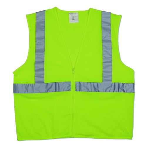 Image of PIP 302-MVGZLY-L Zipper Safety Vest, Large, Hi-Viz Lime Yellow