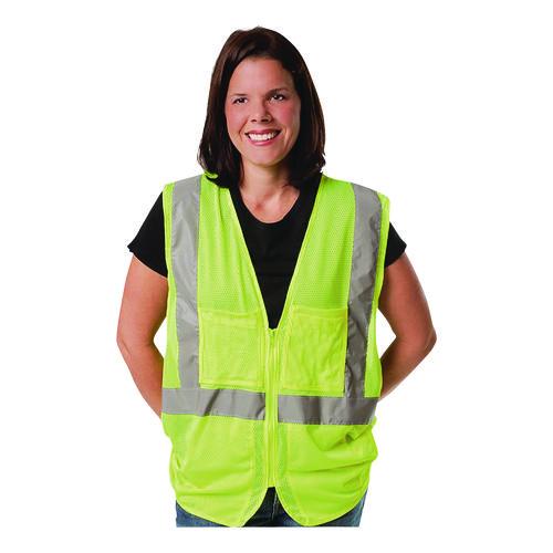 Image of PIP 302-MVGZLY-XL Zipper Safety Vest, X-Large, Hi-Viz Lime Yellow