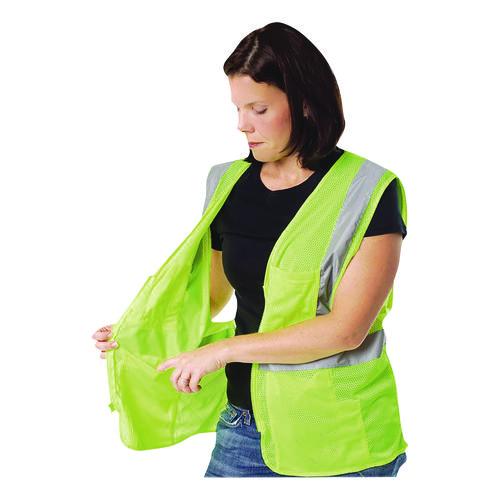 Image of PIP 302-MVGZLY-XL Zipper Safety Vest, X-Large, Hi-Viz Lime Yellow