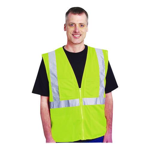 Image of PIP 302-MVGZLY-XL Zipper Safety Vest, X-Large, Hi-Viz Lime Yellow