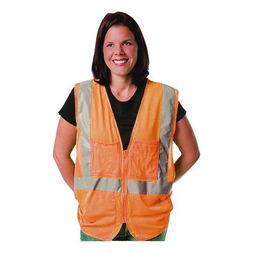 Image of PIP 302-MVGZOR-XL Zipper Safety Vest, X-Large, Hi-Viz Orange