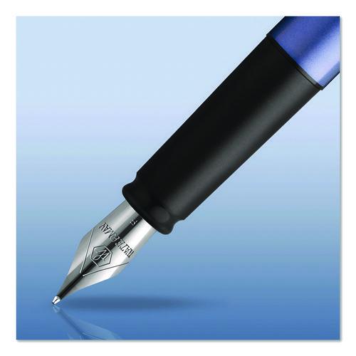 Image of Waterman S0174956 Allure Fountain Pen, Fine Point , Blue Ink, Silver/Black Barrel