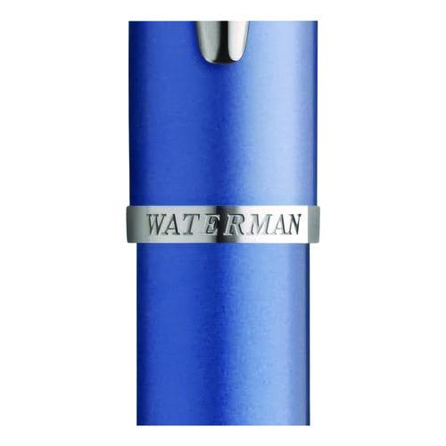 Image of Waterman S0174956 Allure Fountain Pen, Fine Point , Blue Ink, Silver/Black Barrel