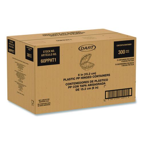 Image of Dart® 60PPHT1 Microwaveable Hinged Containers, ProPlanet Seal, 6.31 x 6.31 x 3, Clear, Plastic, 300/Carton