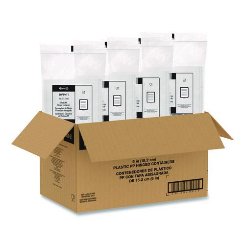 Image of Dart® 60PPHT1 Microwaveable Hinged Containers, ProPlanet Seal, 6.31 x 6.31 x 3, Clear, Plastic, 300/Carton