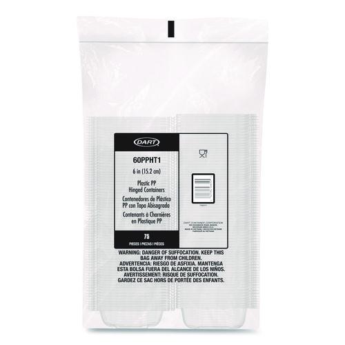 Image of Dart® 60PPHT1 Microwaveable Hinged Containers, ProPlanet Seal, 6.31 x 6.31 x 3, Clear, Plastic, 300/Carton