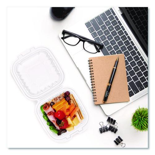 Image of Dart® 60PPHT1 Microwaveable Hinged Containers, ProPlanet Seal, 6.31 x 6.31 x 3, Clear, Plastic, 300/Carton