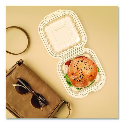 Image of Dart® 60PPHT1 Microwaveable Hinged Containers, ProPlanet Seal, 6.31 x 6.31 x 3, Clear, Plastic, 300/Carton