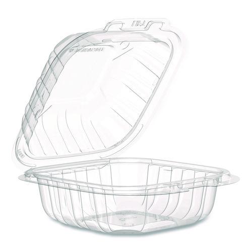 Image of Dart® 60PPHT1 Microwaveable Hinged Containers, ProPlanet Seal, 6.31 x 6.31 x 3, Clear, Plastic, 300/Carton