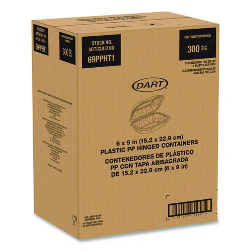 Image of Dart® 69PPHT1 Microwaveable Hinged Containers, ProPlanet Seal, 6.5 x 9 x 3, Clear, Plastic, 300/Carton