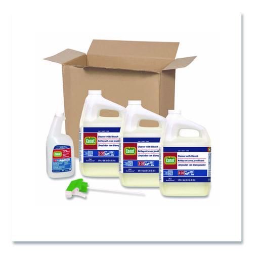 Image of Comet® 02291 Cleaner with Bleach, Liquid, (3) 1 gal Bottle, (1) Empty Bottle, (1) Trigger Sprayer/Carton