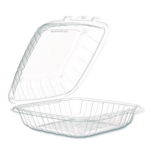 Image of Dart® 90PPHT1 Microwaveable Hinged Containers, ProPlanet Seal, 9 x 8.75 x 3, Clear, Plastic 150/Carton