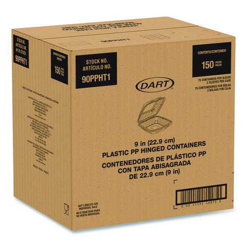 Image of Dart® 90PPHT1 Microwaveable Hinged Containers, ProPlanet Seal, 9 x 8.75 x 3, Clear, Plastic 150/Carton