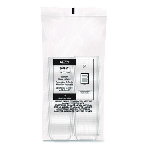Image of Dart® 90PPHT1 Microwaveable Hinged Containers, ProPlanet Seal, 9 x 8.75 x 3, Clear, Plastic 150/Carton
