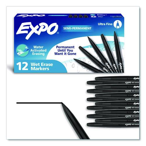 Image of EXPO® 16001A Wet Erase Marker, Ultra Fine Bullet Tip, Black, Dozen