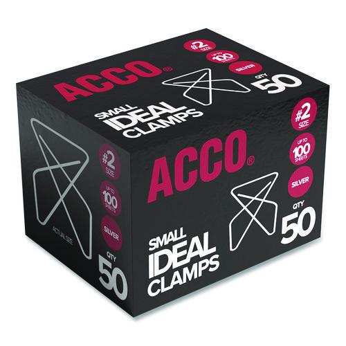 Image of ACCO Ideal Clamps, #2, Smooth, Silver, 50/Box