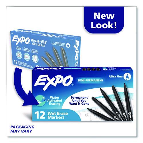 Image of EXPO® 16001A Wet Erase Marker, Ultra Fine Bullet Tip, Black, Dozen