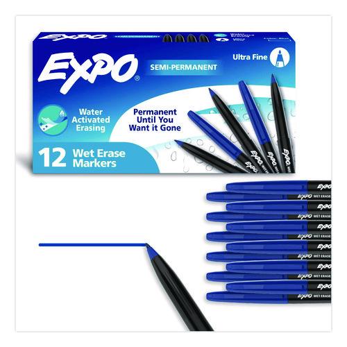 Image of EXPO® 16003A Wet Erase Marker, Fine Bullet Tip, Blue, Dozen