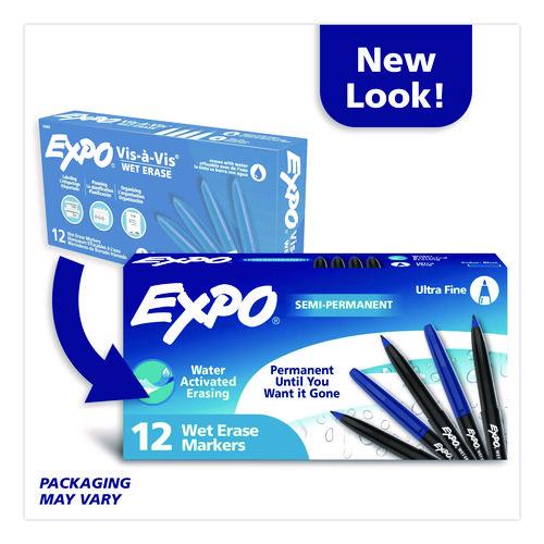 Image of EXPO® 16003A Wet Erase Marker, Fine Bullet Tip, Blue, Dozen