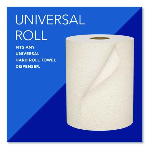 Image of Scott® 56758 Essential 100% Recycled Fiber Hard Roll Towel, 1-Ply, 8" x 800 ft, 1.5" Core, Brown, 6 Rolls/Carton