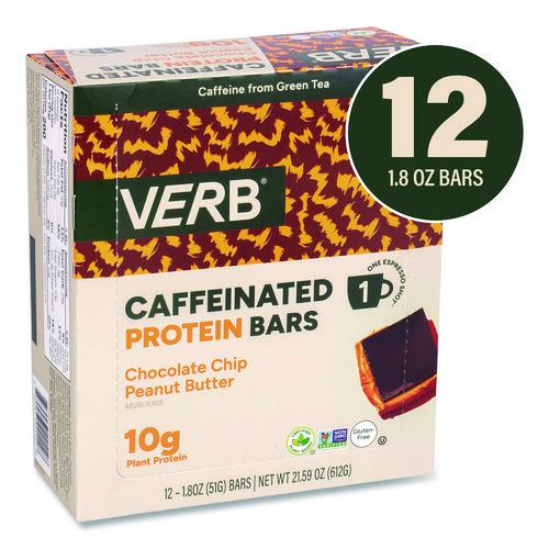 Image of VERB EnergyÂ® Caffeinated Protein Bar, Chocolate Chip Peanut Butter, 1.8 oz Bar, 12/Box