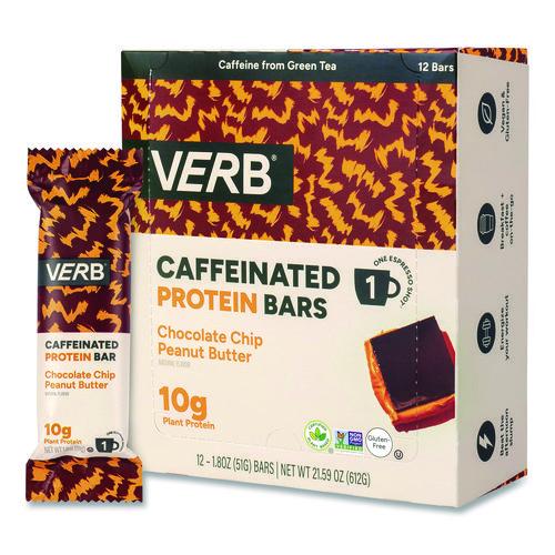 Image of VERB EnergyÂ® Caffeinated Protein Bar, Chocolate Chip Peanut Butter, 1.8 oz Bar, 12/Box