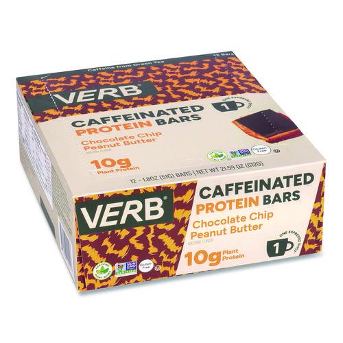 Image of VERB EnergyÂ® Caffeinated Protein Bar, Chocolate Chip Peanut Butter, 1.8 oz Bar, 12/Box