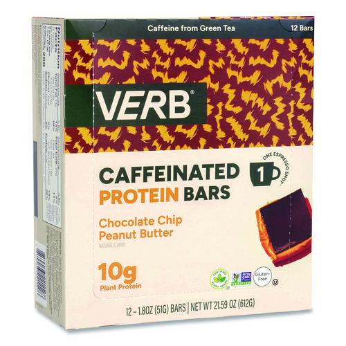 Image of VERB EnergyÂ® Caffeinated Protein Bar, Chocolate Chip Peanut Butter, 1.8 oz Bar, 12/Box