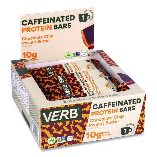 Image of VERB EnergyÂ® Caffeinated Protein Bar, Chocolate Chip Peanut Butter, 1.8 oz Bar, 12/Box