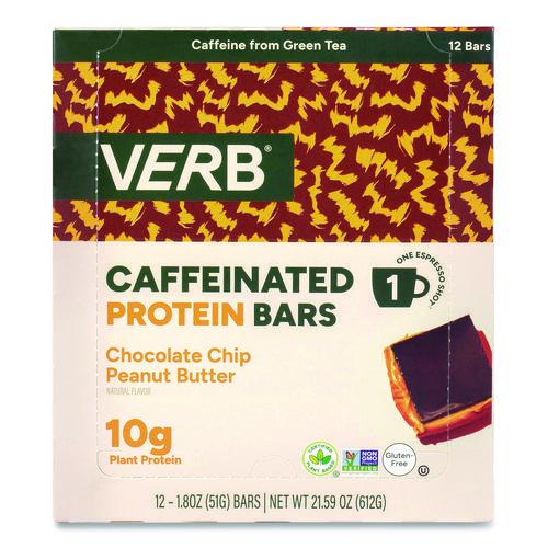 Image of VERB EnergyÂ® Caffeinated Protein Bar, Chocolate Chip Peanut Butter, 1.8 oz Bar, 12/Box
