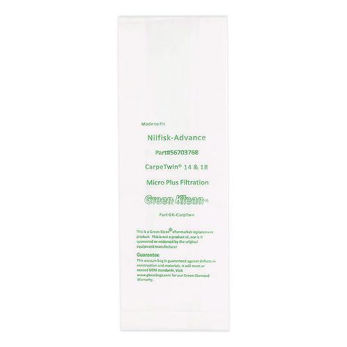 Image of Green Klean® GK-CARPTWN-P Replacement Vacuum Bags, Fits Advac/lindhaus/minuteman Phenom/nilfisk Carpetwin, 10/pack