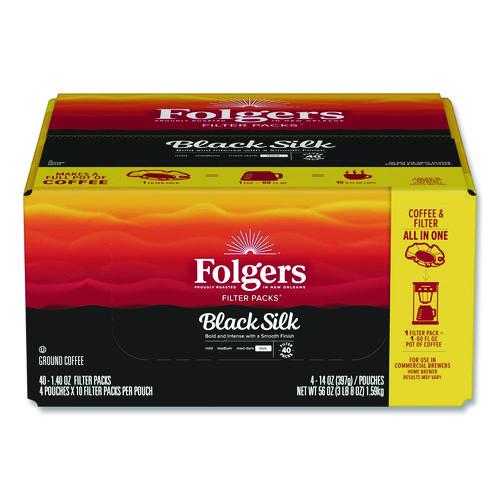 Image of Folgers® 2550000016 Coffee Filter Packs, Black Silk, 1.4 Oz Pack, 40packs/carton
