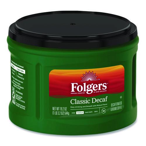 Image of Folgers® 2550030406 Classic Decaf Ground Coffee, Classic Roast Decaffeinated, 19.2 oz Can