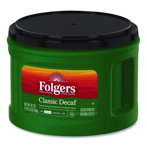 Image of Folgers® 2550030406 Classic Decaf Ground Coffee, Classic Roast Decaffeinated, 19.2 oz Can