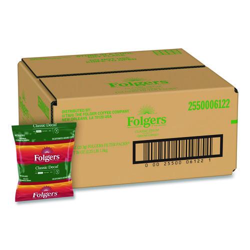 Image of Folgers® 2550006122 Coffee Filter Packs, Decaffeinated Classic Roast, 9/10oz, 10/Pack, 4 Packs/Carton