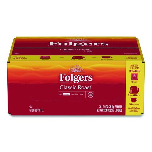 Image of Folgers® 2550006125 Classic Roast Ground Coffee Fraction Pack, 0.9 oz Fractional Pack, 36/Carton