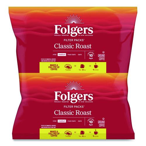 Image of Folgers® 2550006239 Coffee Filter Packs, Classic Roast, .9 Oz, 10 Filters/pack, 4 Packs/carton