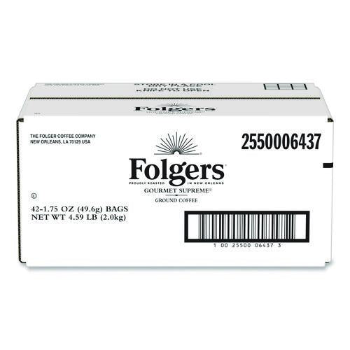 Image of Folgers® Simply Gourmet 2550006437 Gourmet Supreme Ground Coffee, Fraction Pack, 1.75 oz, 42/Carton