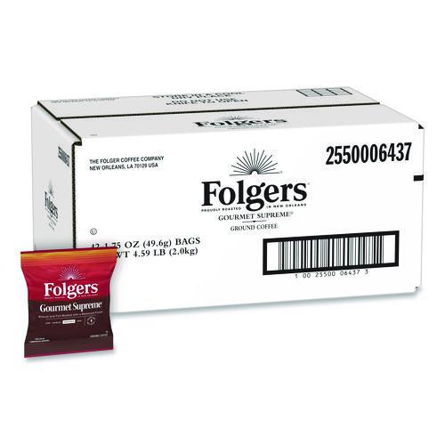 Image of Folgers® Simply Gourmet 2550006437 Gourmet Supreme Ground Coffee, Fraction Pack, 1.75 oz, 42/Carton
