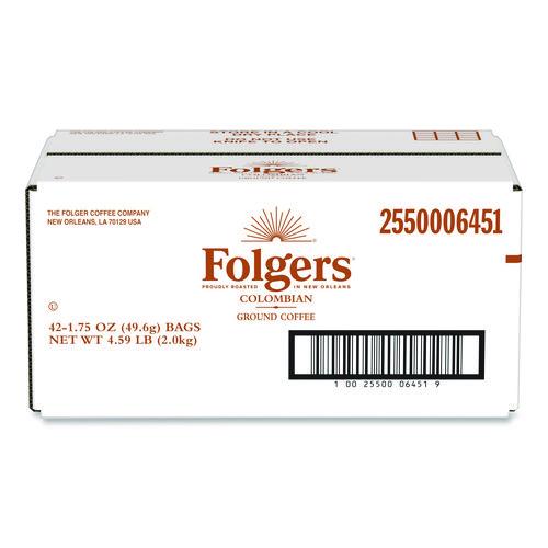 Image of Folgers® 2550006451 Colombian Ground Coffee Fraction Pack. 100% Colombian, 1.75 oz Fraction Pack, 42/Carton