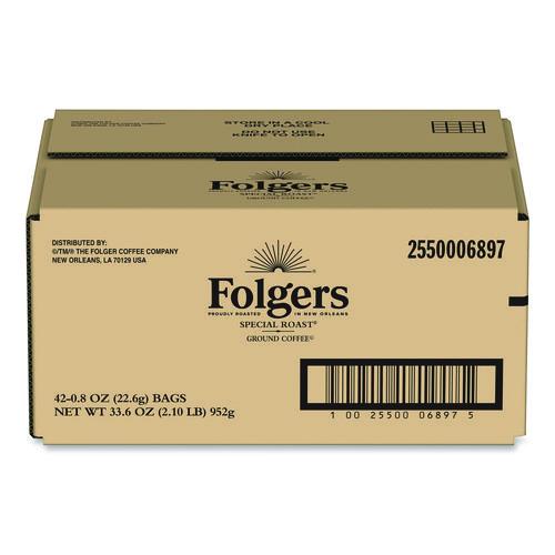 Image of Folgers® 2550006897 Special Roast Ground Coffee Fraction Pack, 0.8 oz, 42/Carton