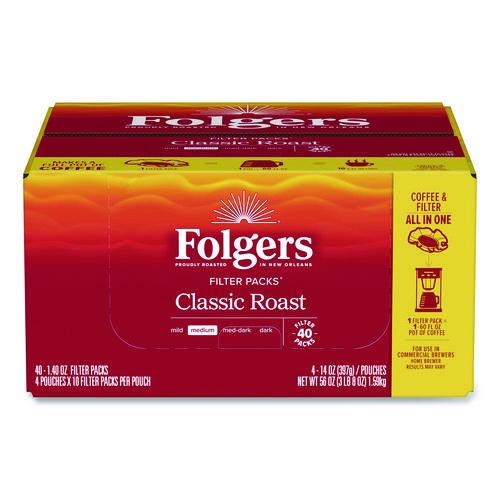 Image of Folgers® 2550010117 Coffee Filter Packs, Classic Roast, 1.4 Oz Pack, 40/carton